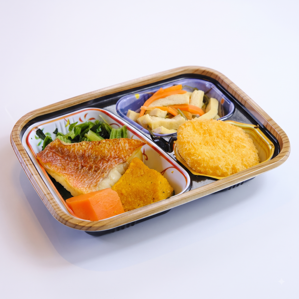 【みんなのランチBOX】赤魚の塩焼き/油揚げの煮物/野菜コロッケ 1食
